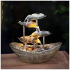 Water Fountains Metal Lotus Leaf Tabletop Fountain Waterfall Indoor Waterfall...