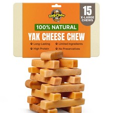 5lb XL Tibetan Yak Cheese Chews for Dogs - 15Pcs Bulk Pack, Natural Treats