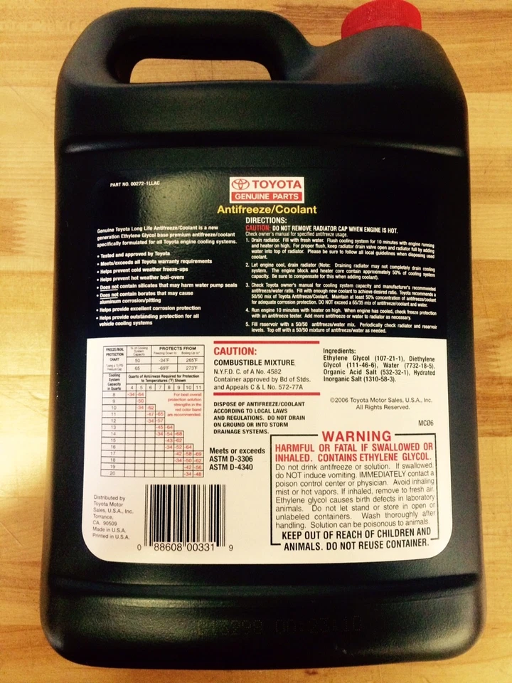 Refrigerante anticongelante genuino de 2 galones color rojo larga vida para Toyota Lexus Foto 4 de 4