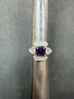 6.4g VTG Sterling Silver 925 Purple & Clear CZ Ring Size 8.25 Jewelry Lot G
