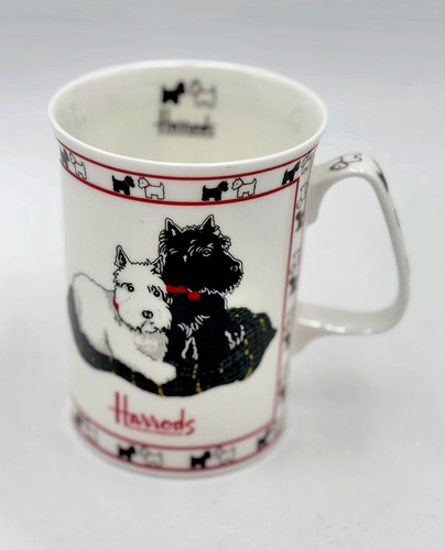 Harrods Knightsbridge Plaid Scottie Terrier Dog MUG Cup Fine Bone China England - Picture 12 of 12