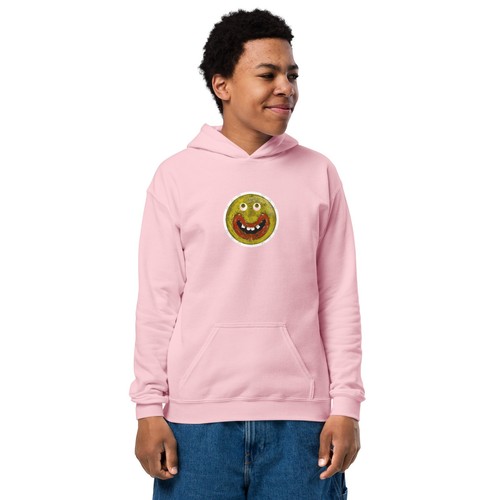 Goofy Smile Emoji Youth Heavy Blend Hoodie - Picture 12 of 14