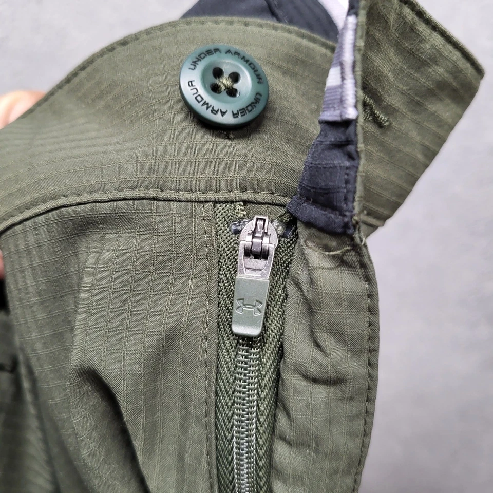 Pantalones Cortos Under Armour Hombres 36 Verde Carga Ripstop Logo Botón 9" Entrepierna Exterior Foto 4 de 4
