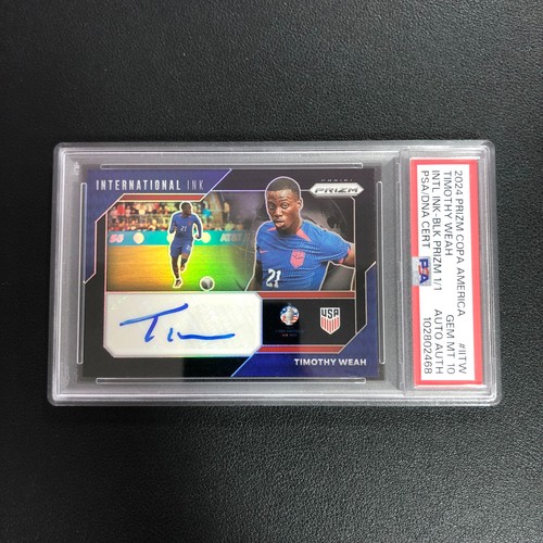 2024 Panini Prizm Copa America International Ink Auto Timothy Weah Black 1/1 PSA