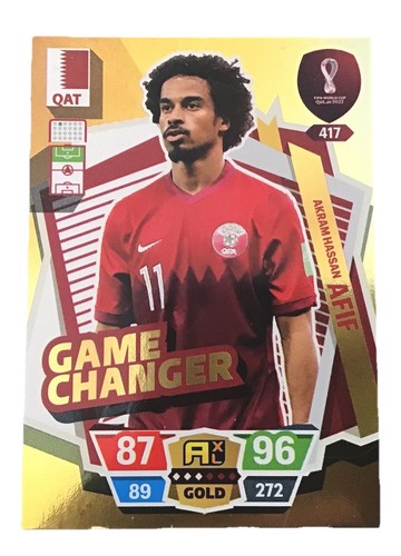 PANINI ADRENALYN XL WORLD CUP QATAR 22 AKRAM HASSAN AFIF QATAR GAME CHANGER GOLD - Picture 1 of 2