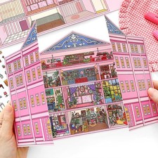 New 3D Stickers Scene, 2 Sets Large DIY 3D Room House Stickers with Folded Ca...