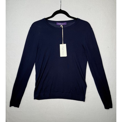 Ralph Lauren Purple Label maglione uomo medio blu navy cashmere icone core NUOVO $995 - Foto 1 di 14