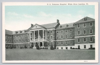 US Veterans Hospital White River Junction VT Curteich Blue Sky Postcard