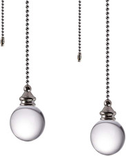 Ceiling Fan Pull Chain, 2Pcs Clear 30Mm Diameter Crystal Ball Fan Pull Chain, 20