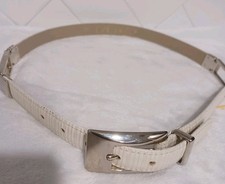 Cache Womens White Belt Size M 34.5" Waist Silver Buckle/ Links Wear Inside Belt