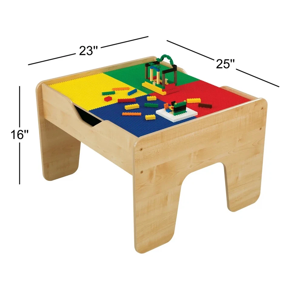 Mesa de actividades de madera 2 en 1 con tabla, juego de tren y 195 ladrillos Foto 4 de 4