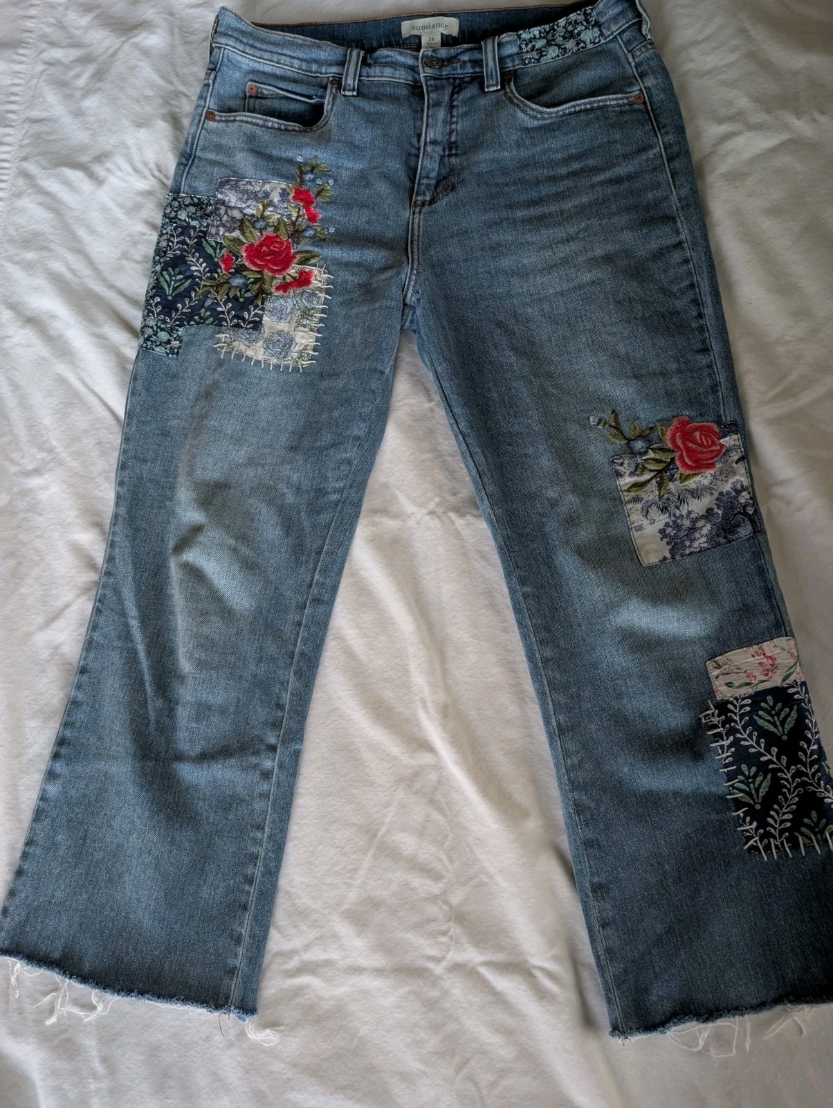 Sundance Elise Patchwork Embroidered Straight Leg… - image 1