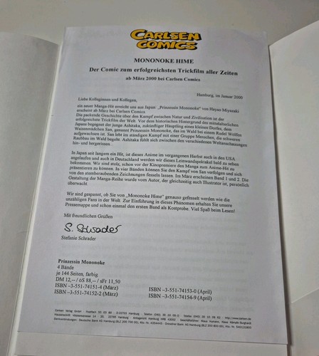 Prinzessin Mononoke Carlsen Comics Pressemappe (2000) + Comic Band 1 – RARITÄT - Bild 4 von 5