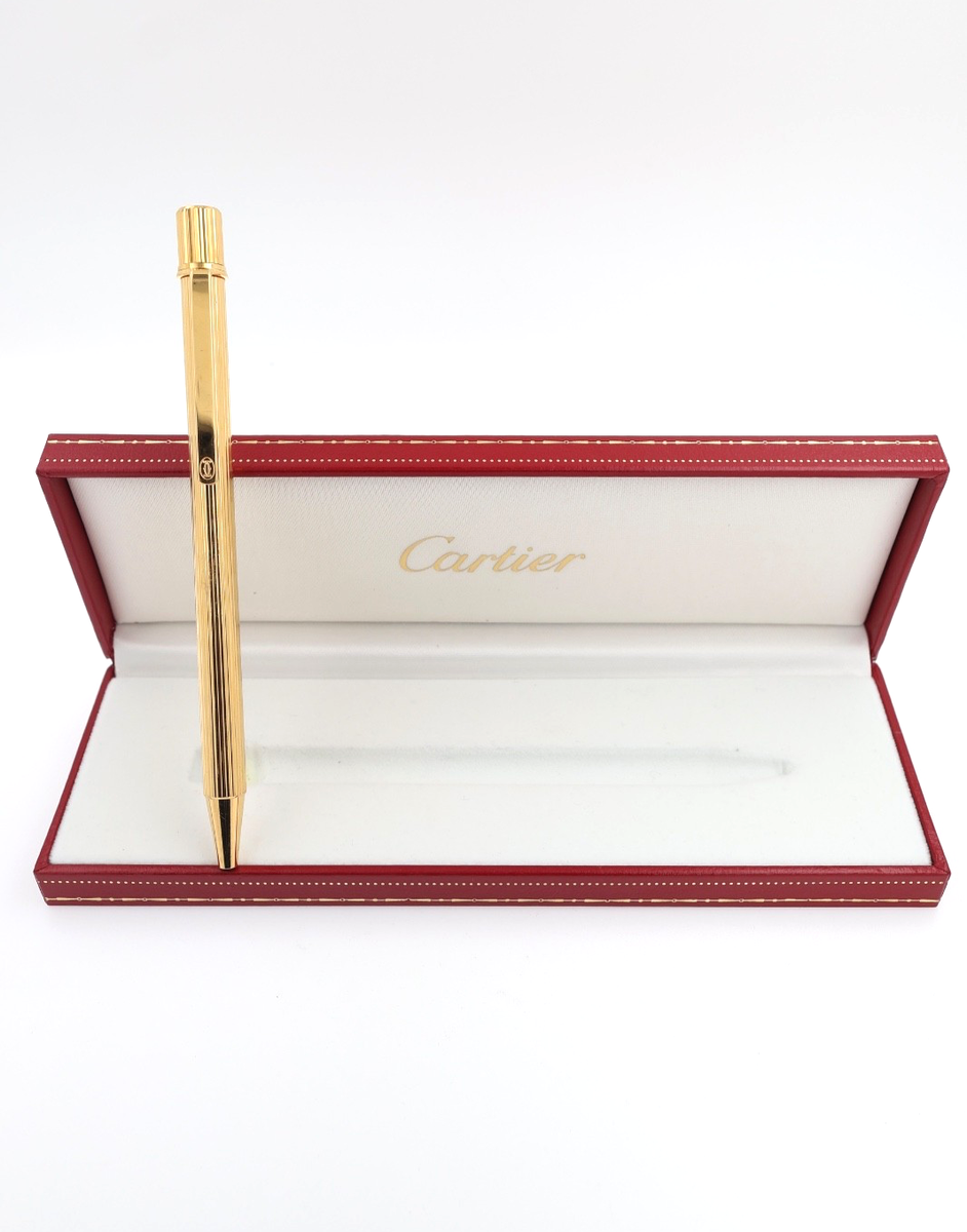 must de Cartier ゴールド ボールペン Cartier Must de Cartier textured gold finish ballpoint pen | eBay