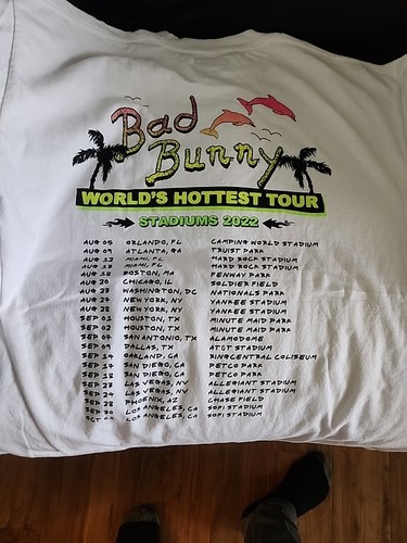 Bad Bunny Shirt Worlds Hottest Tour Stadiums 2022 Un Verano Sin Ti Mens Large - Picture 5 of 5