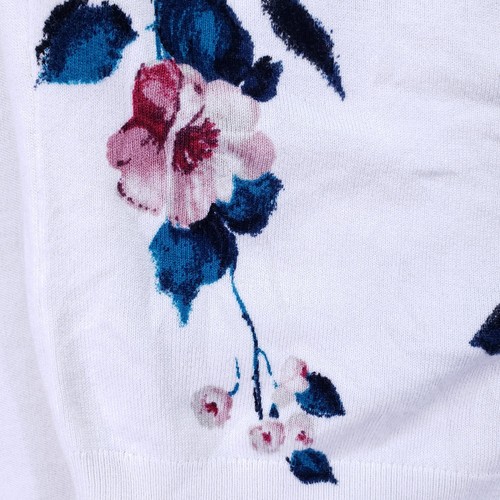SUÉTER CÁRDIGAN CASA BLANCA MERCADO NEGRO Floral Blanco Preppy Abotonado Talla S - Imagen 10 de 20