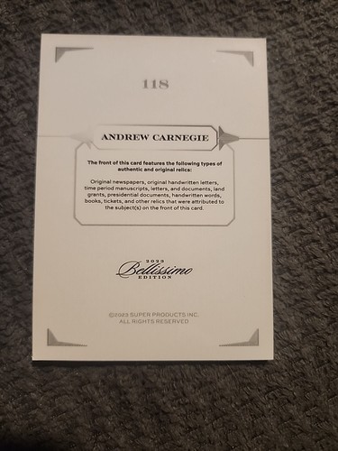 2024 Pieces of the Past AUTHENTIC CHROME ANDREW CARNEGIE RELIC !!! 17/25 - Bild 3 von 4