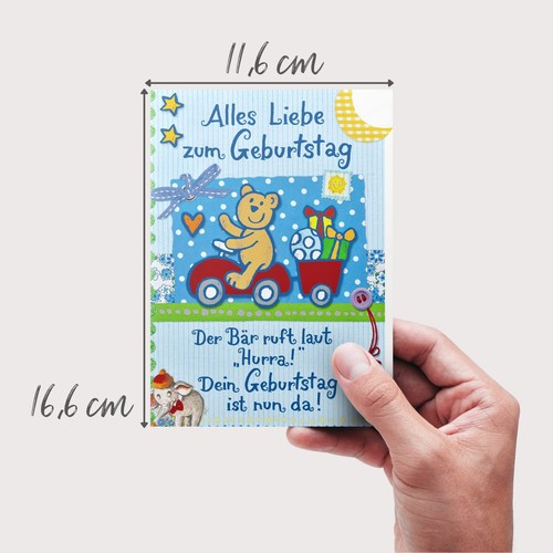 Biglietto di auguri per bambini Basic Classic Orso 11,6 x 16,6 cm - Foto 4 di 7
