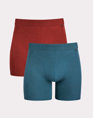 Hanes Explorer Men's Boxer Briefs Underwear, Red/Blue, 2-Pack