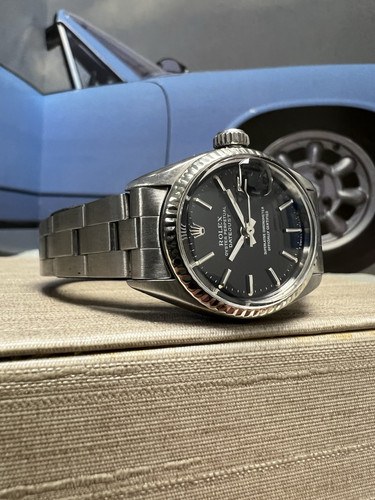 Ladies Rolex Oyster Perpetual Datejust Stainless Steel Black Dial 6917 Watch - Picture 2 of 11