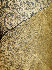 Black Gold Chenille Brocade Jacquard Upholstery Fabric, by the yard