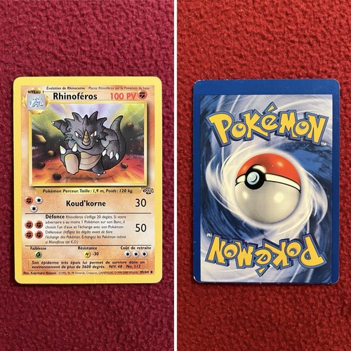 Pokemon Miscut Error Rhydon French Jungle Unlimited 45/64 LP - Picture 1 of 5