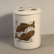 Retro Hadida ChIna Toothbrush Mug Bathroom Fish Gilding