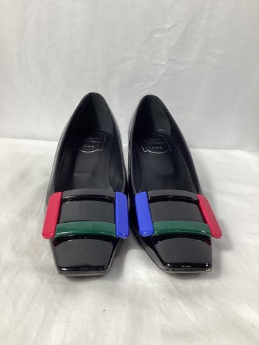 Roger Vivier Belle Vivier décolleté grafiche in vernice donna nere taglia 37 - Foto 9 di 9
