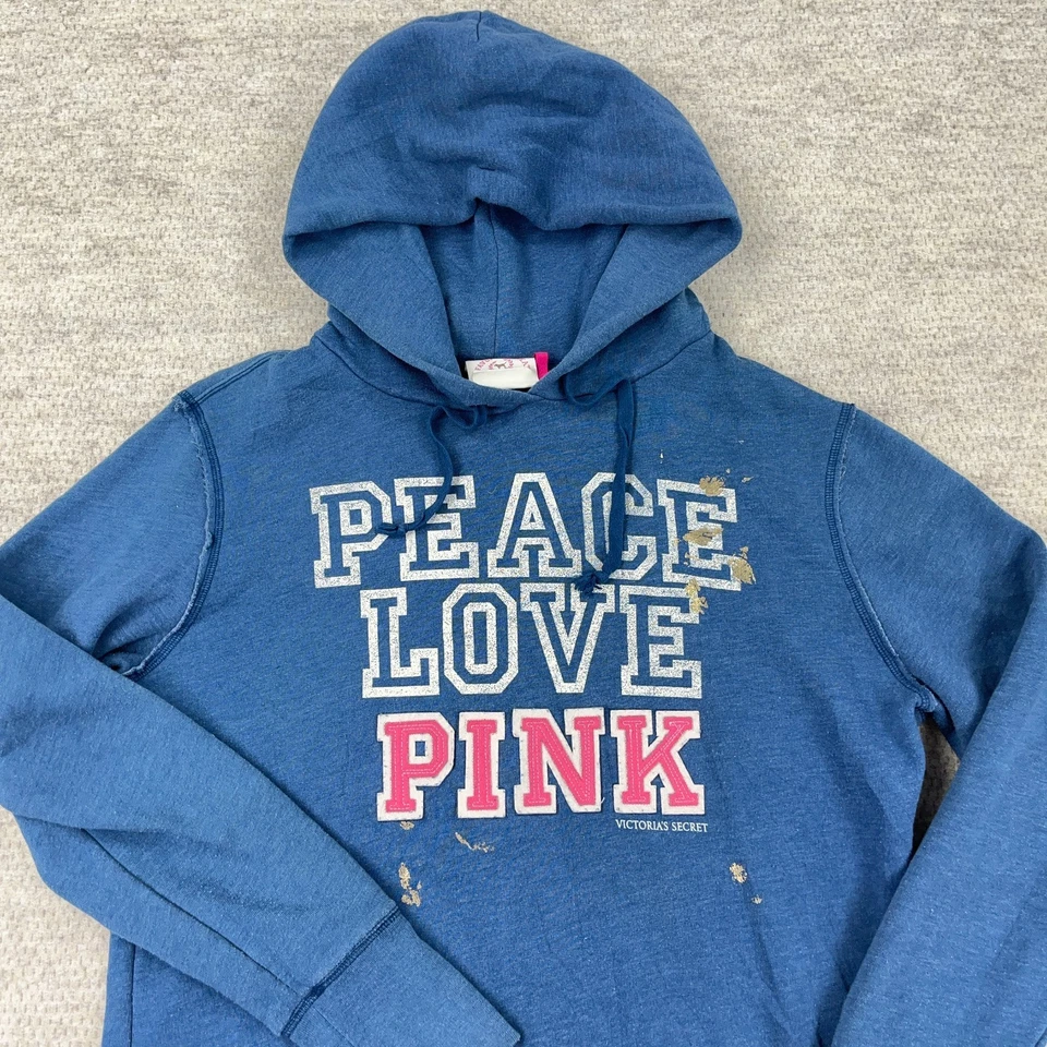 Sudadera con Capucha Vintage Y2K Victoria Secret Rosa Mujer XL Azul LOVE Retro 00s Foto 2 de 4