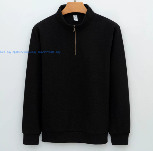 Men's Quarter Zip Pullover Tops Cotton Long Sleeve Lightweight hoodie Casual - Picture 4 of 23