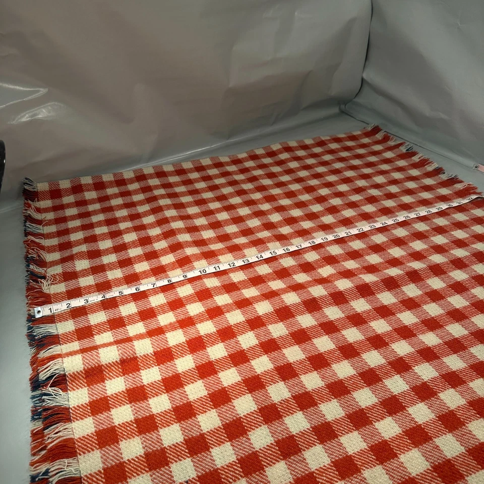 LL Bean Picnic Throw Blanket Plaid Fringe Patriotic Soft Red Blue White - Image 4 of 4