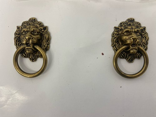 Lot Of 8 Vintage Belwith Brass Lion Head Drawer Cabinet Knobs Pulls - Picture 3 of 9