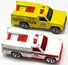 Vintage Hot Wheels 1974 Emergency Fire Dept Trucks Lot 2 Yellow White Mattel