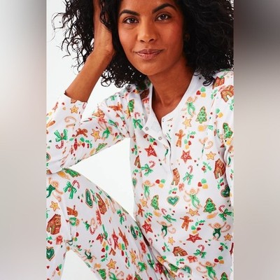 Roller Rabbit Gingerbread Party Long Pajamas Multi Christmas Holiday 2024