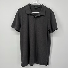 Hugo Boss Mens Regular Fit Cotton Solid Short Sleeve Polo Shirt Gray Large