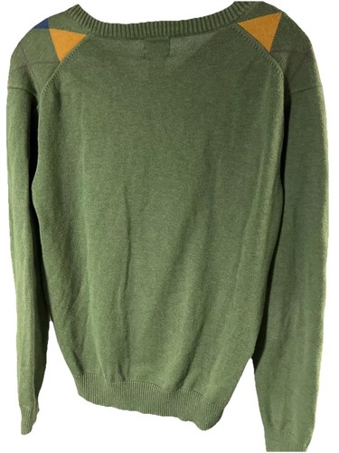 Nick Danger Men Green Multicolor Argyle Longsleeve Sweater Size Medium - Picture 5 of 12