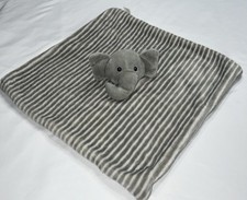 Lila and Jack Elephant Lovey Grey White Striped Security Blanket Nunu Plush