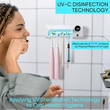 Rechargeable Toothbrush Holder Cleaner Wall Mount 4 Slots No Drilling