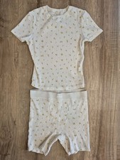 Skims Cotton Rib Boxer Short Tshirt Sleep Set Marigold Rosebud Floral Small