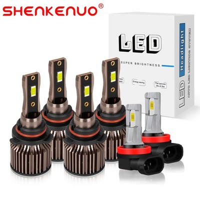 6X 9005 9006 H11 LED Combo Headlight Fog Light Kit Hi Low Beam Bulb White 6000K