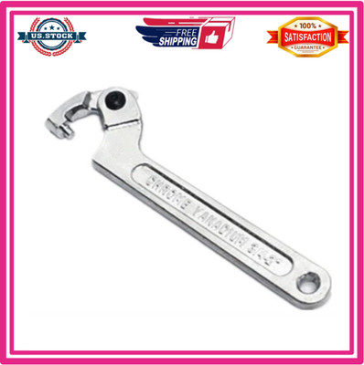 Chrome Vanadium Adjustable C Spanner Hook Wrench Tool Round Head 19-51mm