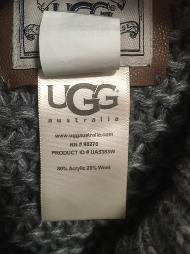 UGG GRAUER GROBSTRICK WOLLMISCHUNG mit geripptem Rollkragen Poncho - Einheitsgröße - Bild 5 von 6