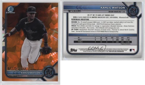 2022 Bowman Chrome Sapphire Edition Prospects Orange /75 Kahlil Watson #BCP-211