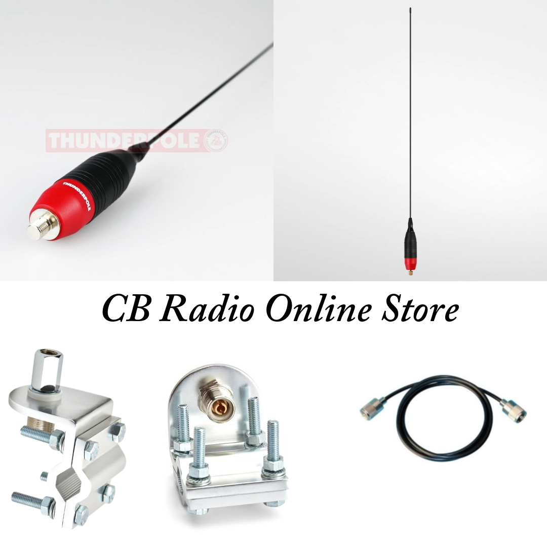 CB Radio Antenna Thunderpole Mini Shuttle UK 27 MHz AM/FM + Mirror Mount & Cable