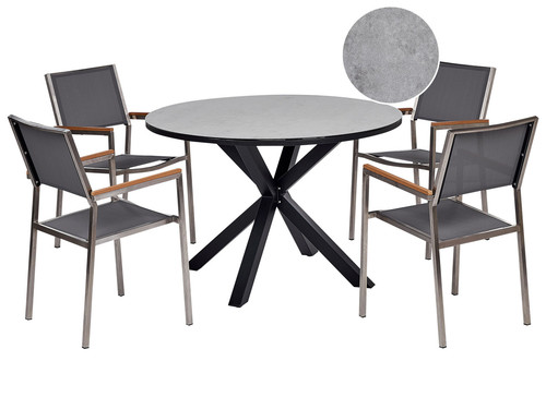 Gartenmöbel-Set für 4 Personen mit Tischplatte aus Aluminium, Edelstahl, Keramik - Bild 1 von 12