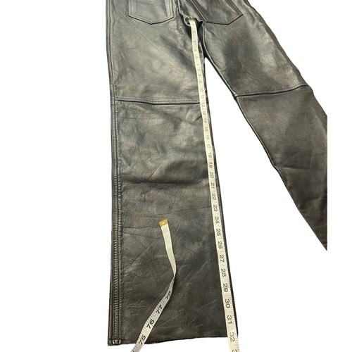 Beautiful perfect pair of black leather pants 32 small Italian made BONUS brand - Picture 8 of 10