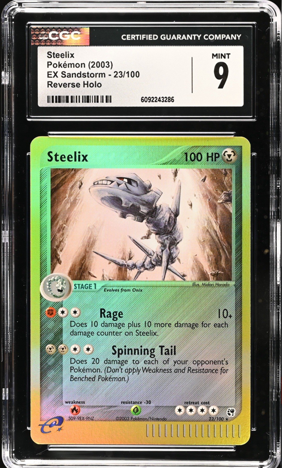CGC 9 MINT Steelix 23/100 EX Sandstorm Reverse Holo Rare Vintage 2003 Pokémon