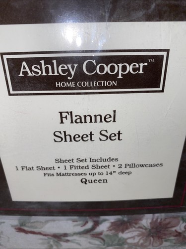 Ashley Cooper Home Collection Flannel Sheet Set Queen Purple Floral 7659 - Picture 2 of 8