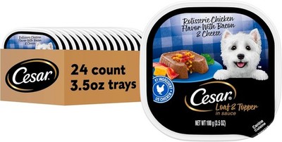 Cesar Loaf & Topper in Sauce Wet Dog Food, Rotisserie Chicken Flavor with Bacon