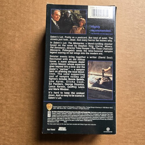 Salem's Lot VHS 1979 Stephen King Tobe Hooper WB Video Tapes HORROR MINISERIES - Bild 3 von 4